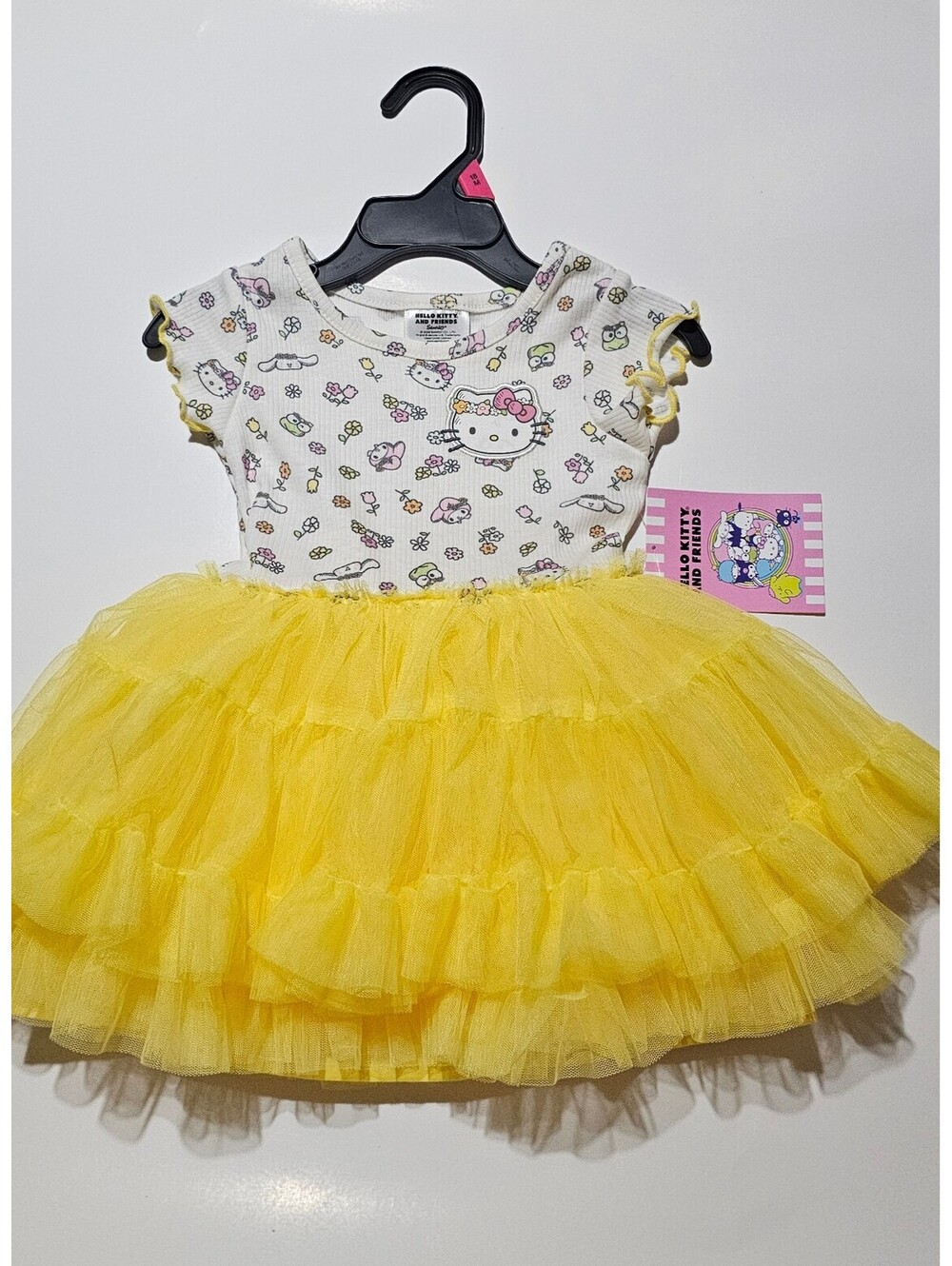 Hello Kitty and Friends Baby Dress with Yellow Tulle Skirt, Size 12-18M